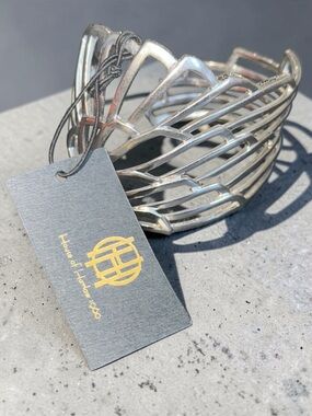 NWT House of Harlow 1960 Silver Tone Cuff Cut-Out Bracelet